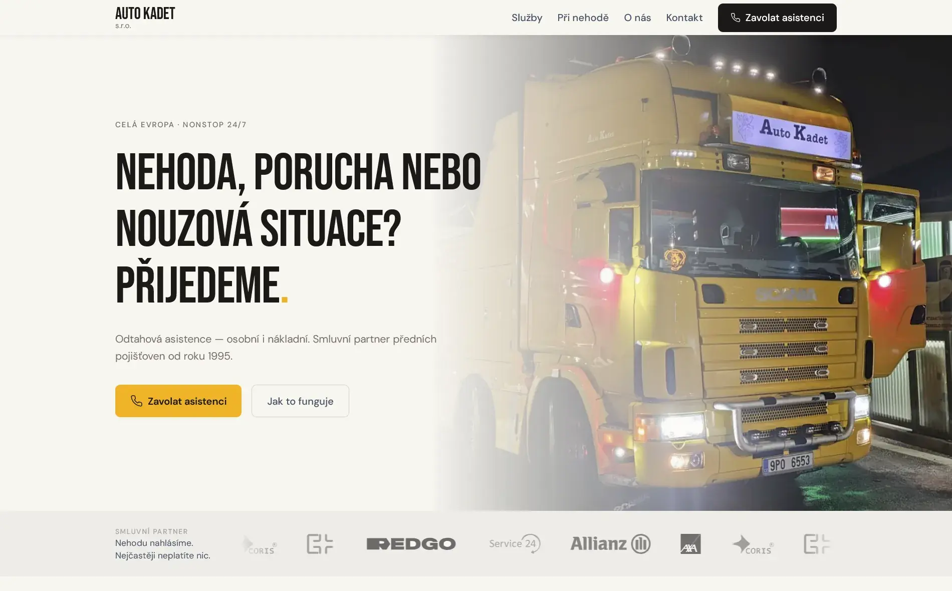 Ukázka tvorby rychlého firemního webu pro autoservis a odtahovou službu Auto Kadet
